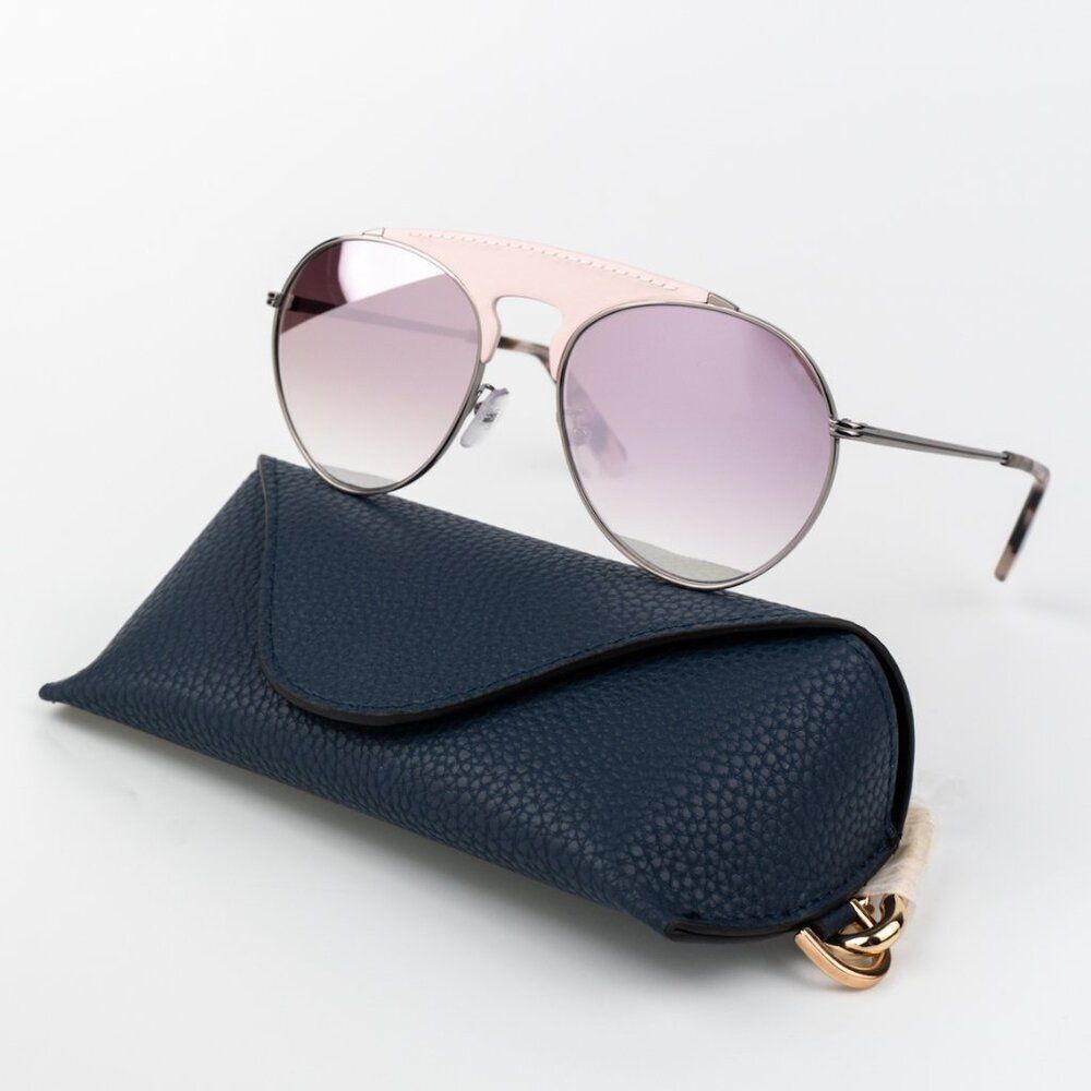 Loewe Women Sunglasses LW40005U 14U Pink Leather Bordeaux Mirror Pilot BRAND NEW